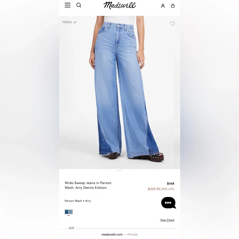 Madewell - Wide-Sweep Jeans in Parson - NWT - Picture 2 of 6